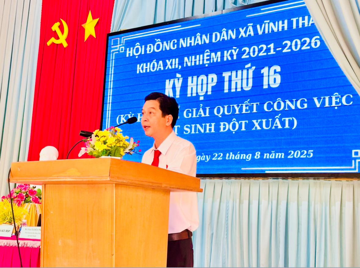 Hội đồng nhân dân xã Vĩnh Thành khóa XII, Nhiệm kỳ 2021 – 2026 tổ chức kỳ họp thứ 16 (kỳ họp để giải quyết công việc phát sinh đột xuất)
